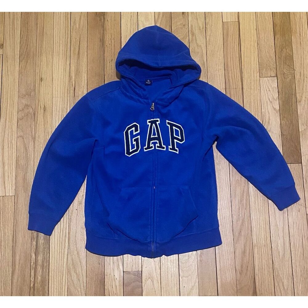 Vintage Gap Kids Unisex Blue Zip-Up Hoodie Size L (10) Casual